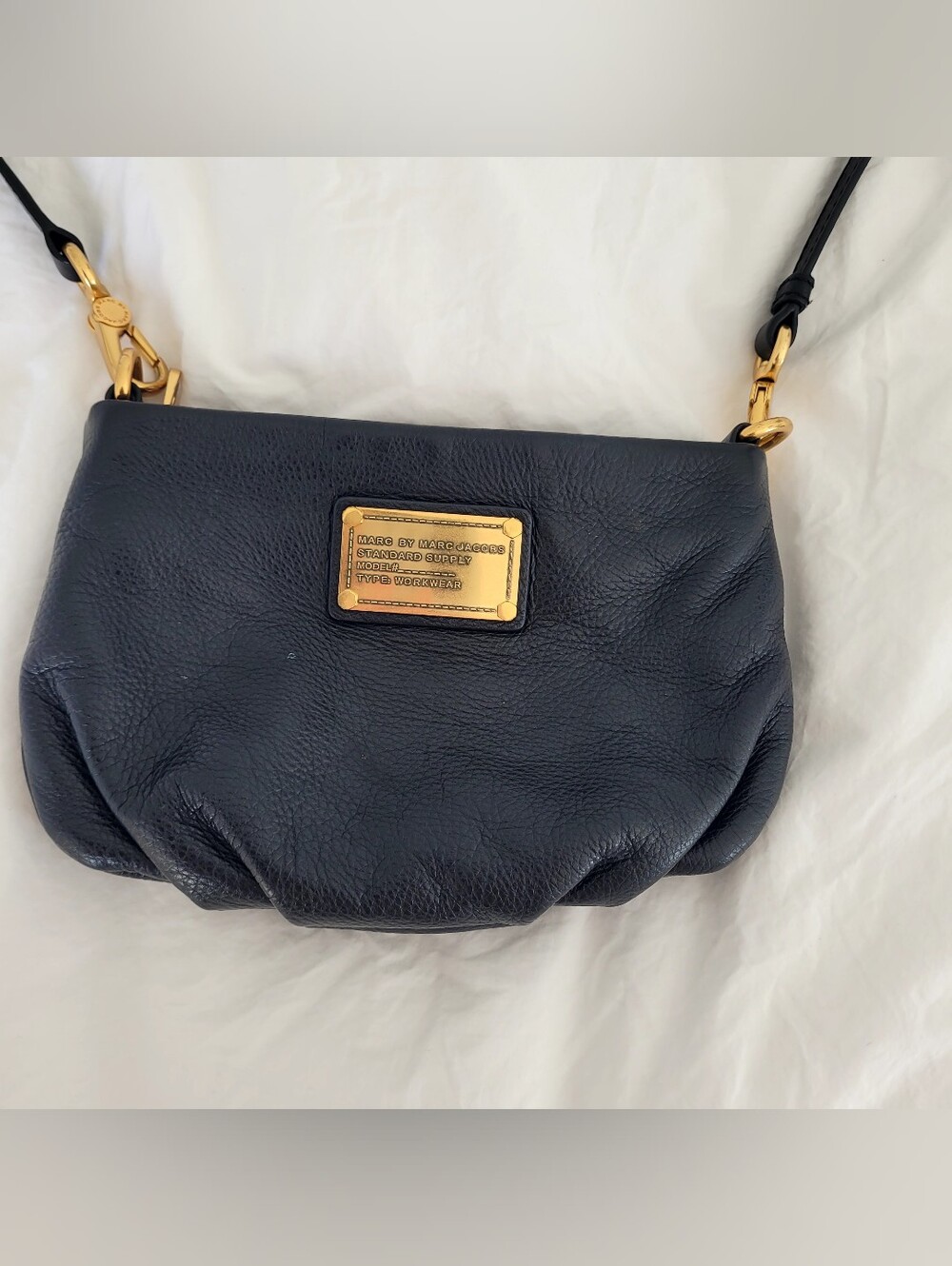 🔥 Marc By Marc Jacobs Black Pebbled Leather Crossbody Bag Gold Hardware